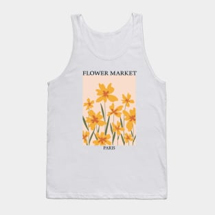 Abstract Flower Market Illustration, Yellow Iris Flower Tank Top